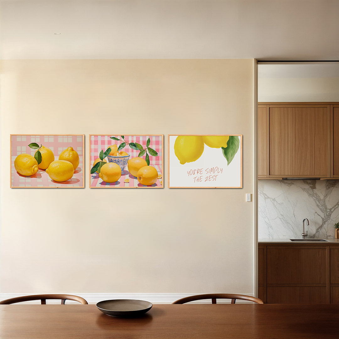 Citroenen op roze Posterset