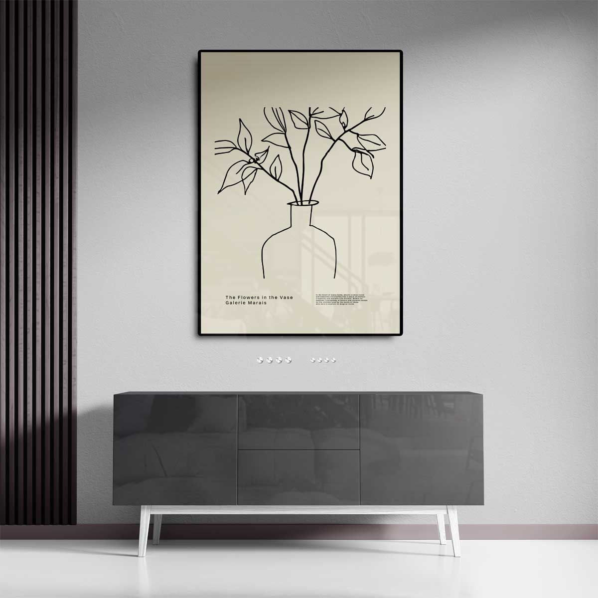 Elegante Lijnen Bloemenvaas Kunstwerk-canvas-dibond-plexiglas-wanddecoratie-WallArtistic