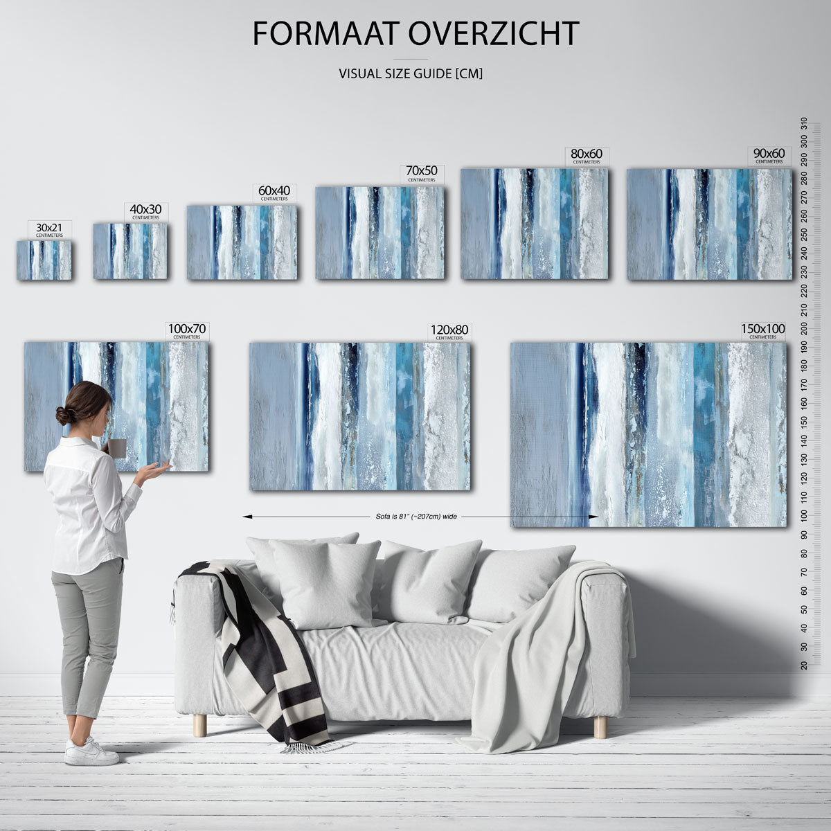 Blauwe en grijze strepen Poster