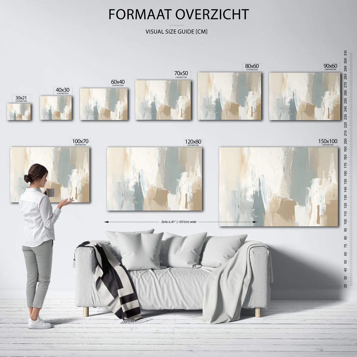 Abstracte beige en grijze Poster