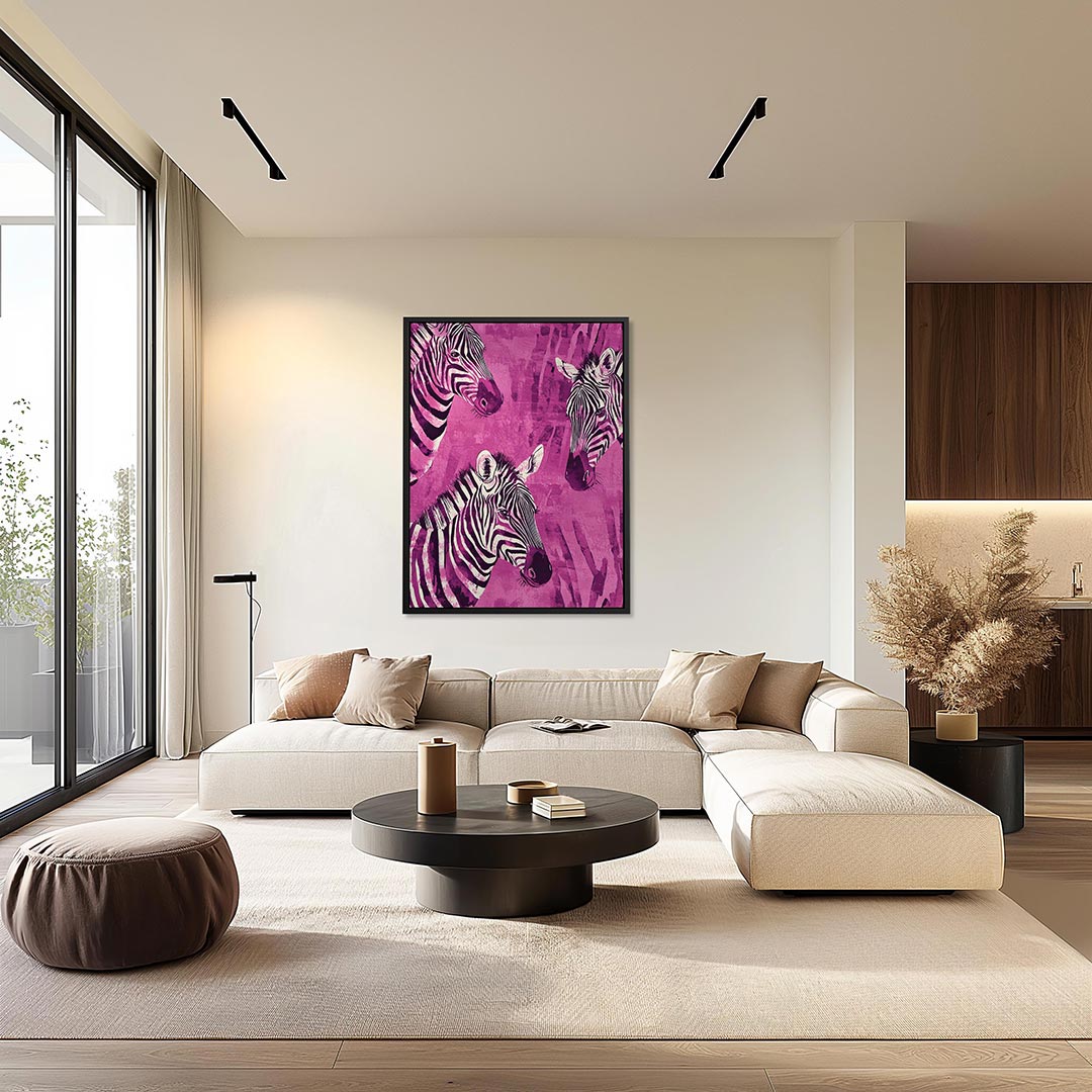 Zebra's in levendige tinten Kunstwerk