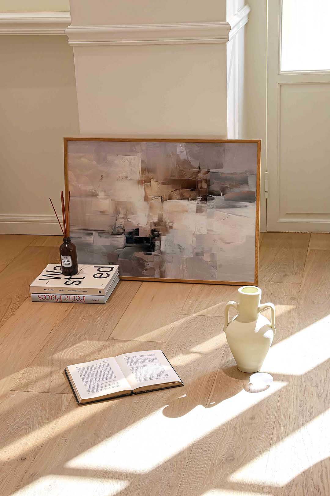 Abstracte beige en grijze Poster