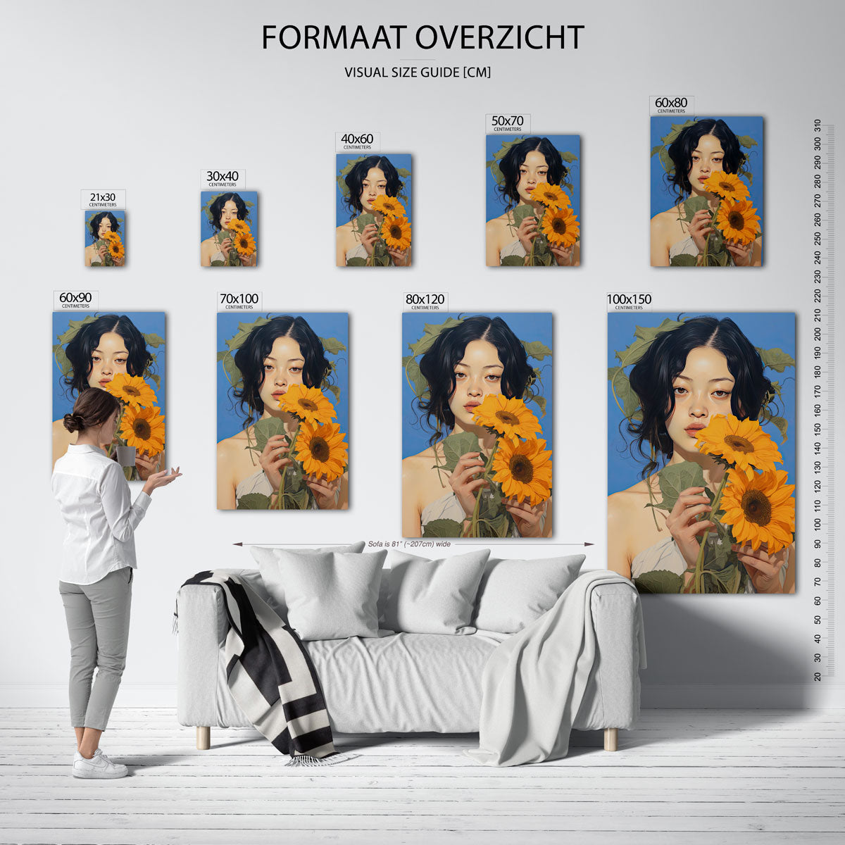 Vrouw met zonnebloemen Poster