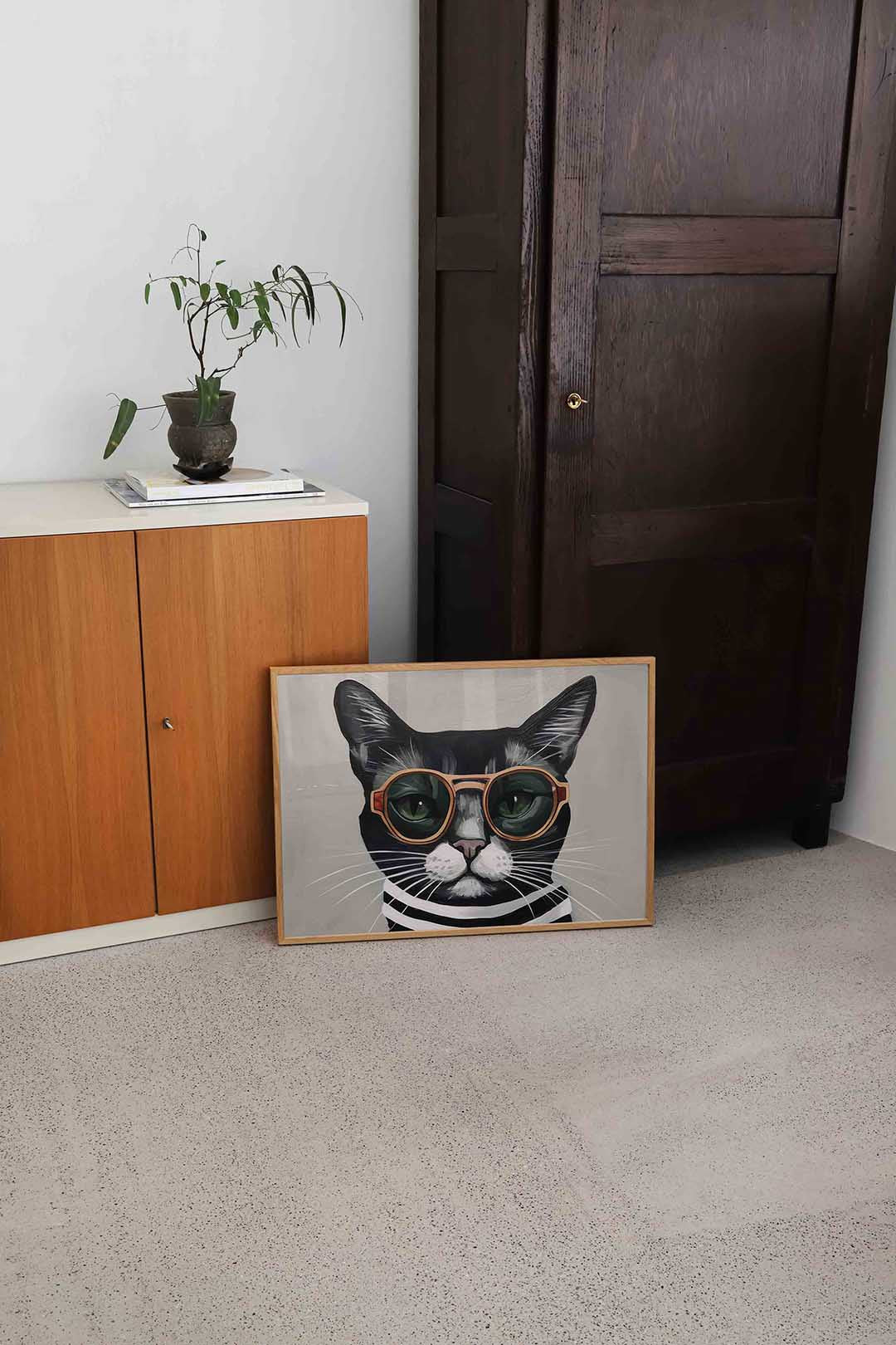 Kat met zonnebril Poster
