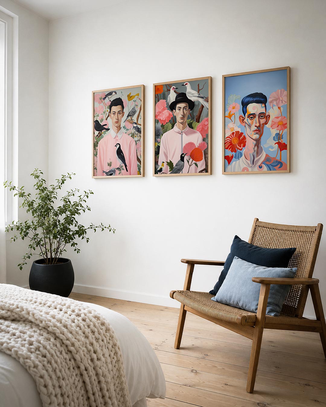Vogels en bloemen Posterset