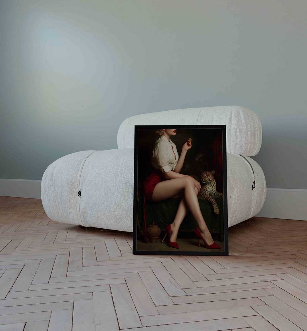 Vrouw met luipaard Poster