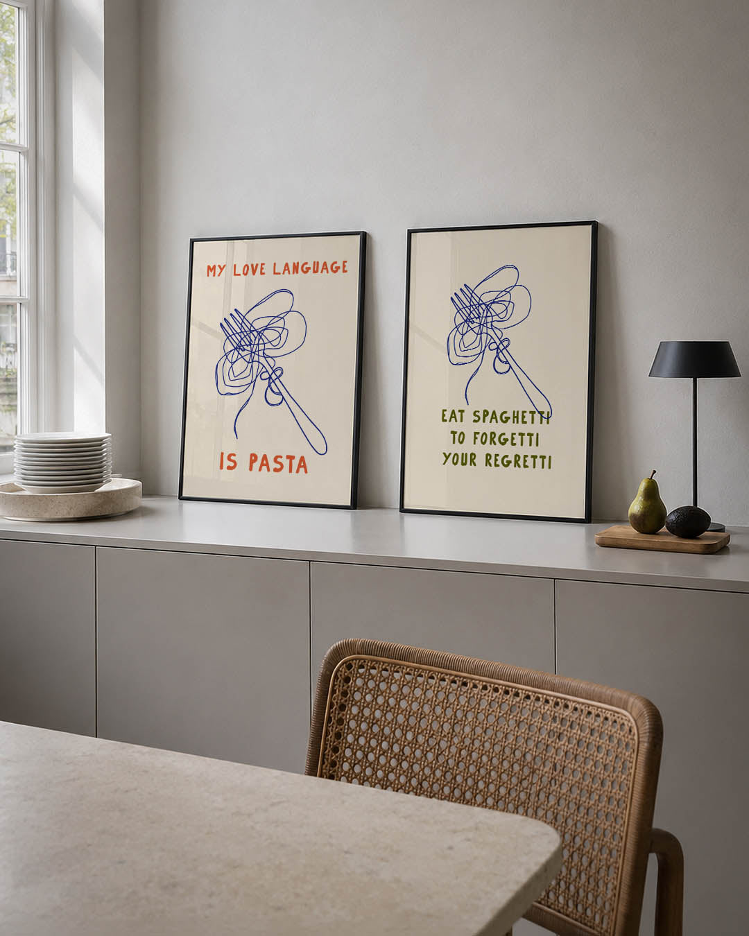 Kleurrijke lijnenspel Posterset
