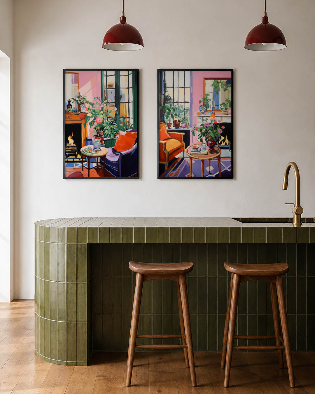 Kleurrijke interieurhoek Posterset
