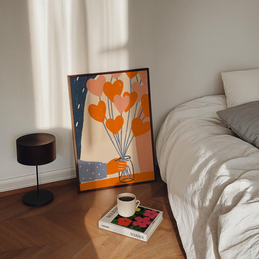 Liefdevolle Hartenbloemen Poster-WallArtistic