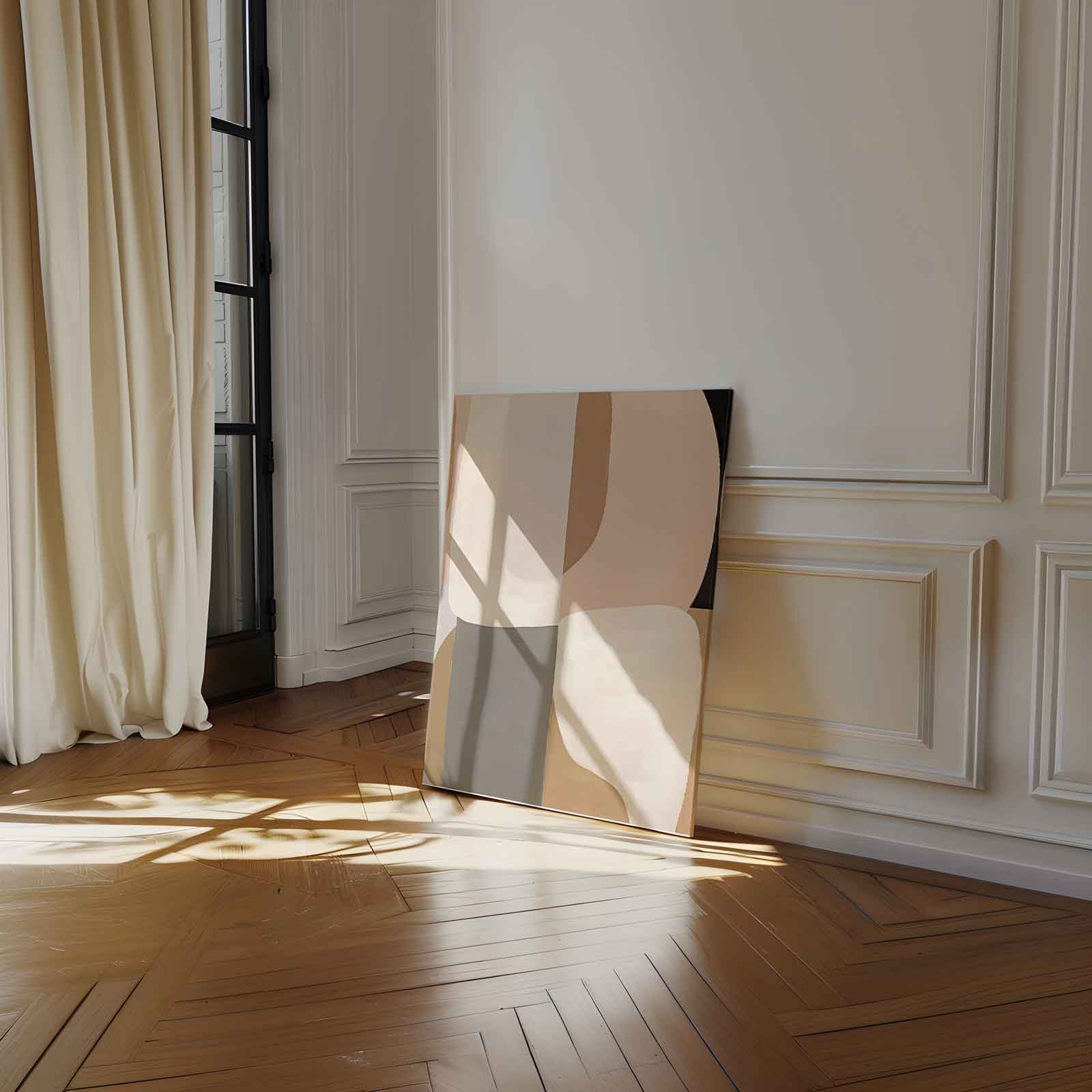 Minimalistische Abstractie in Aardetinten Kunstwerk-canvas-dibond-plexiglas-wanddecoratie-WallArtistic