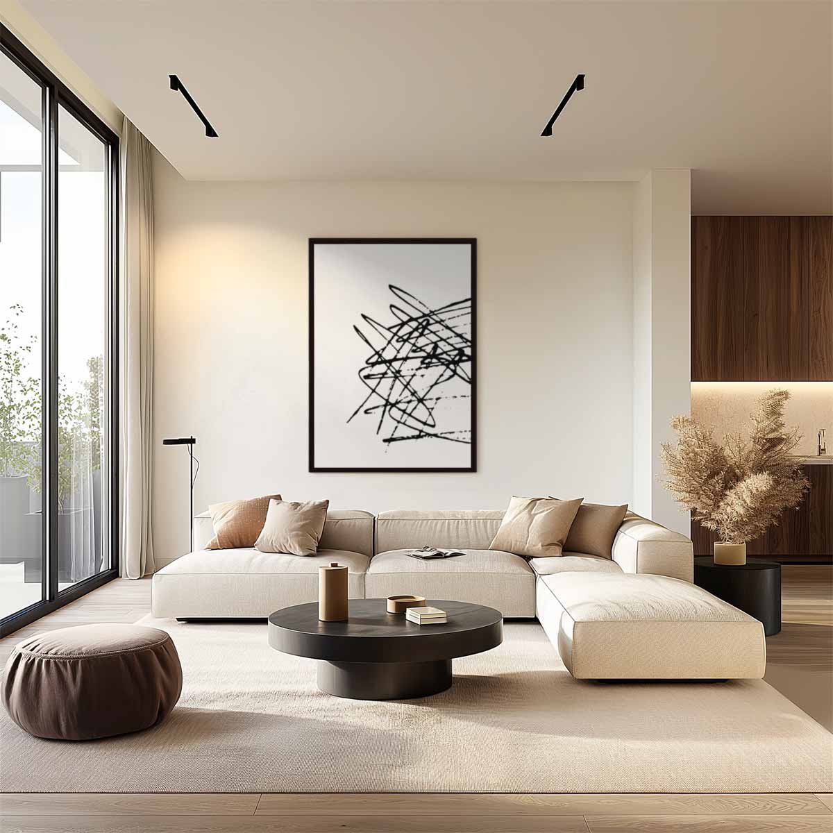 Chaotische Zwart-Witte Compositie Kunstwerk-canvas-dibond-plexiglas-wanddecoratie-WallArtistic