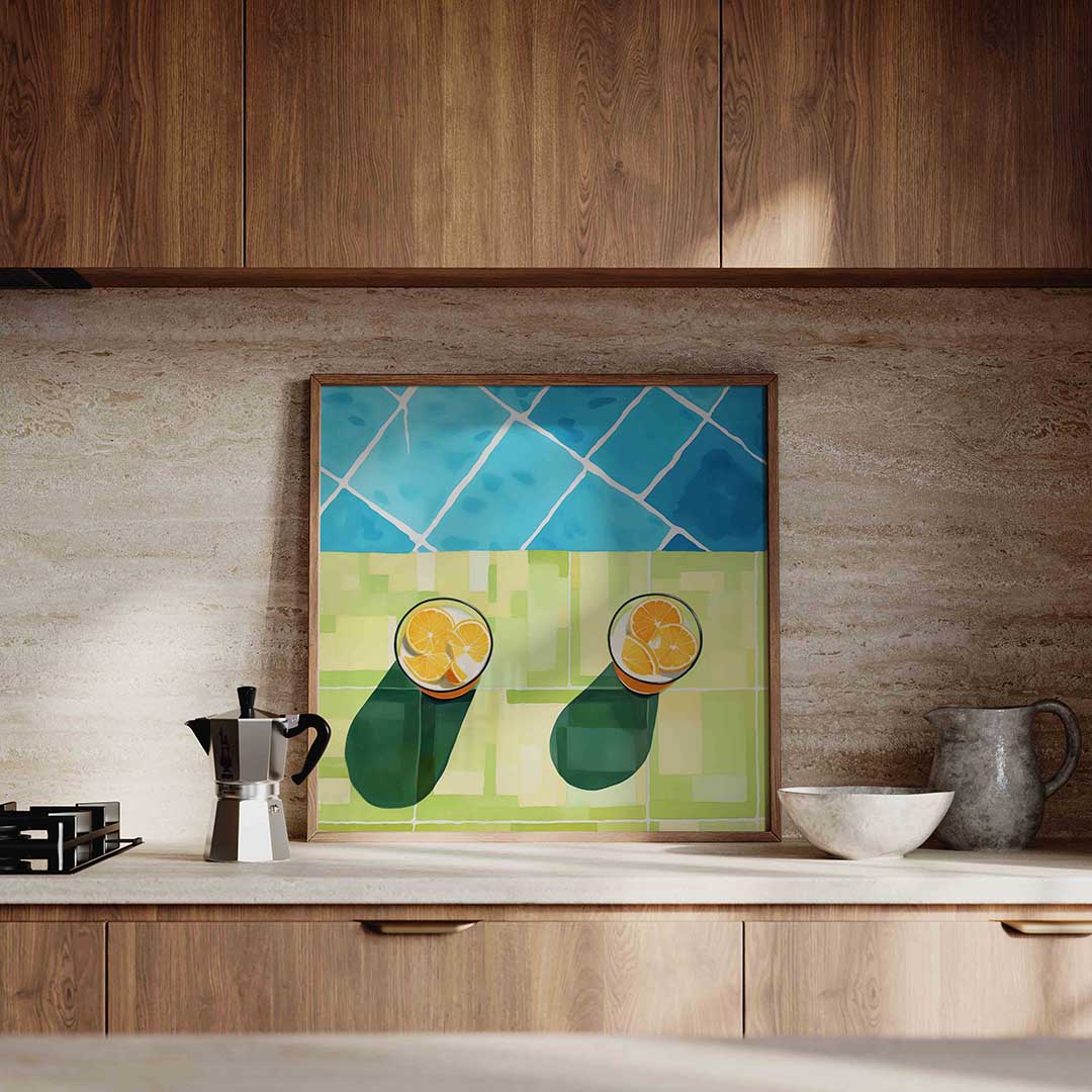 Twee glazen met sinaasappels Poster