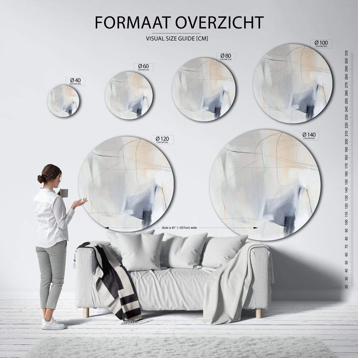 Abstracte lijnen Muurcirkel