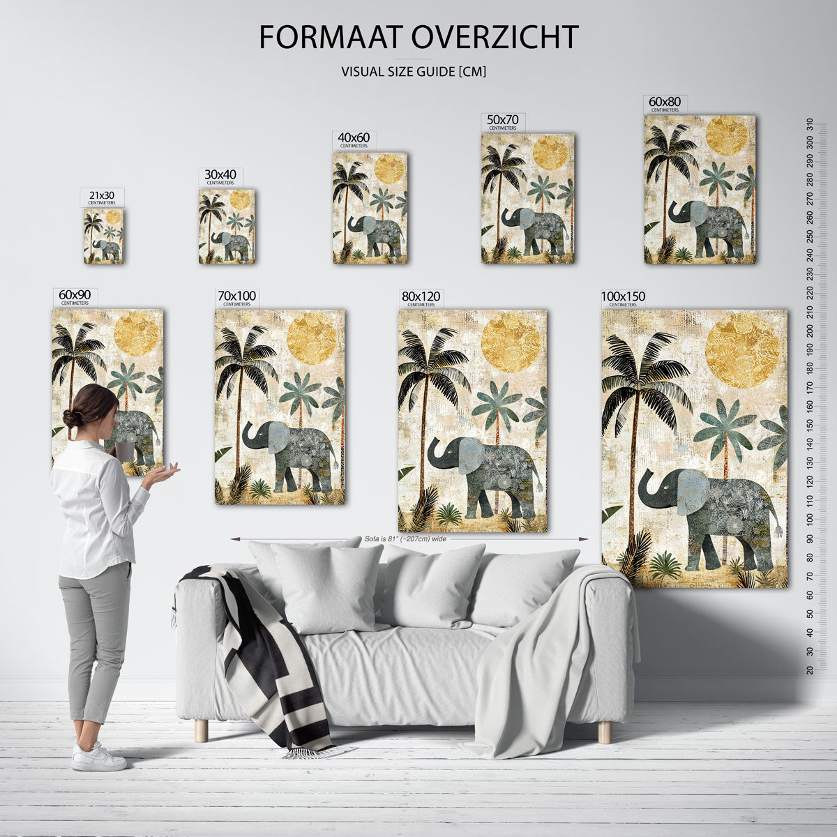 Olifant en palmbomen Poster