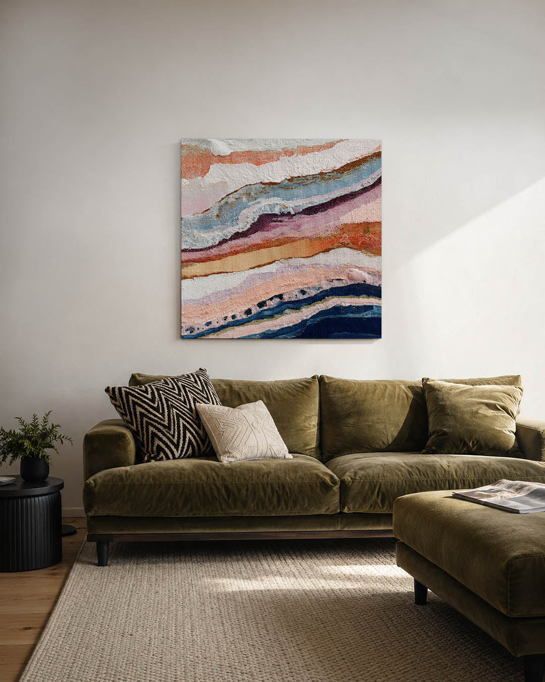 Gelaagde kleurencompositie Kunstwerk