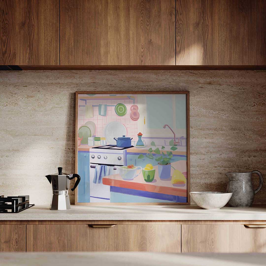 Keuken met servies Poster