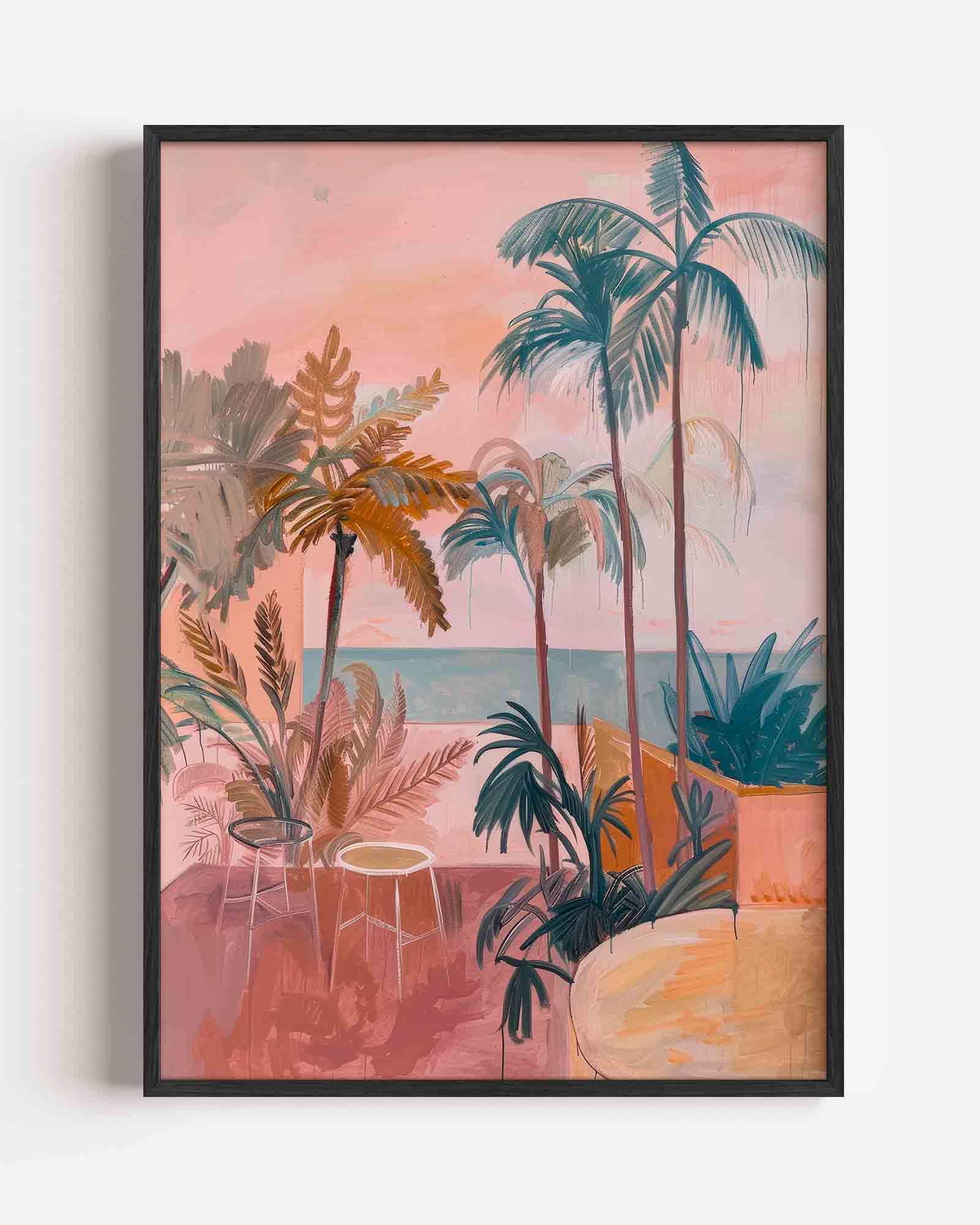 Palmbomen en zee Poster
