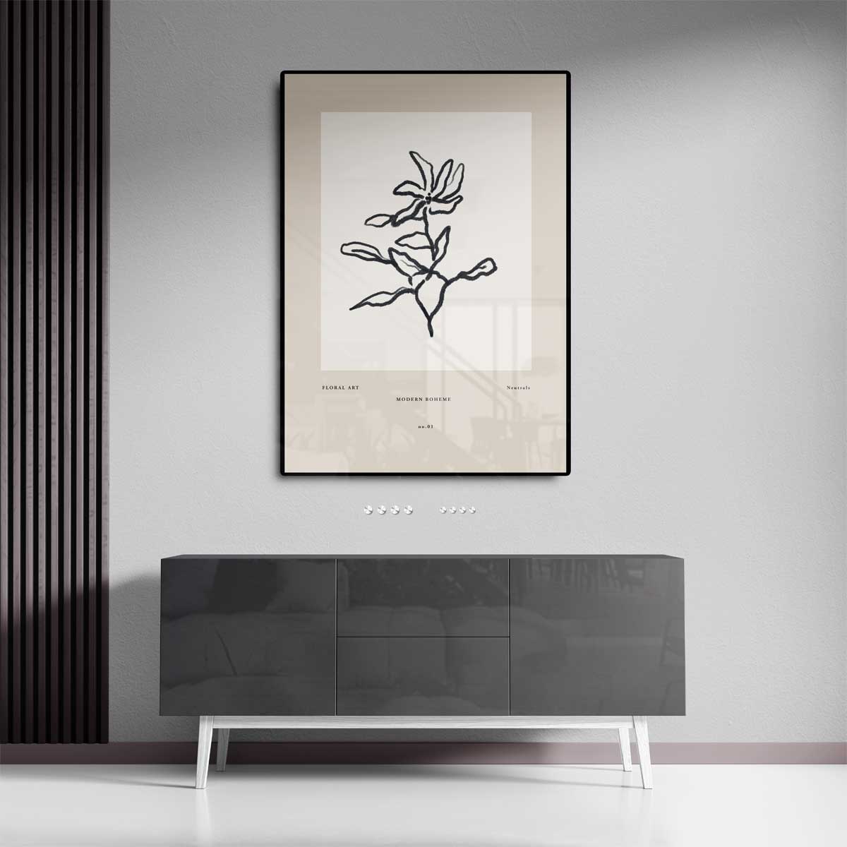Modern Boheme Bloementekening Kunstwerk-canvas-dibond-plexiglas-wanddecoratie-WallArtistic