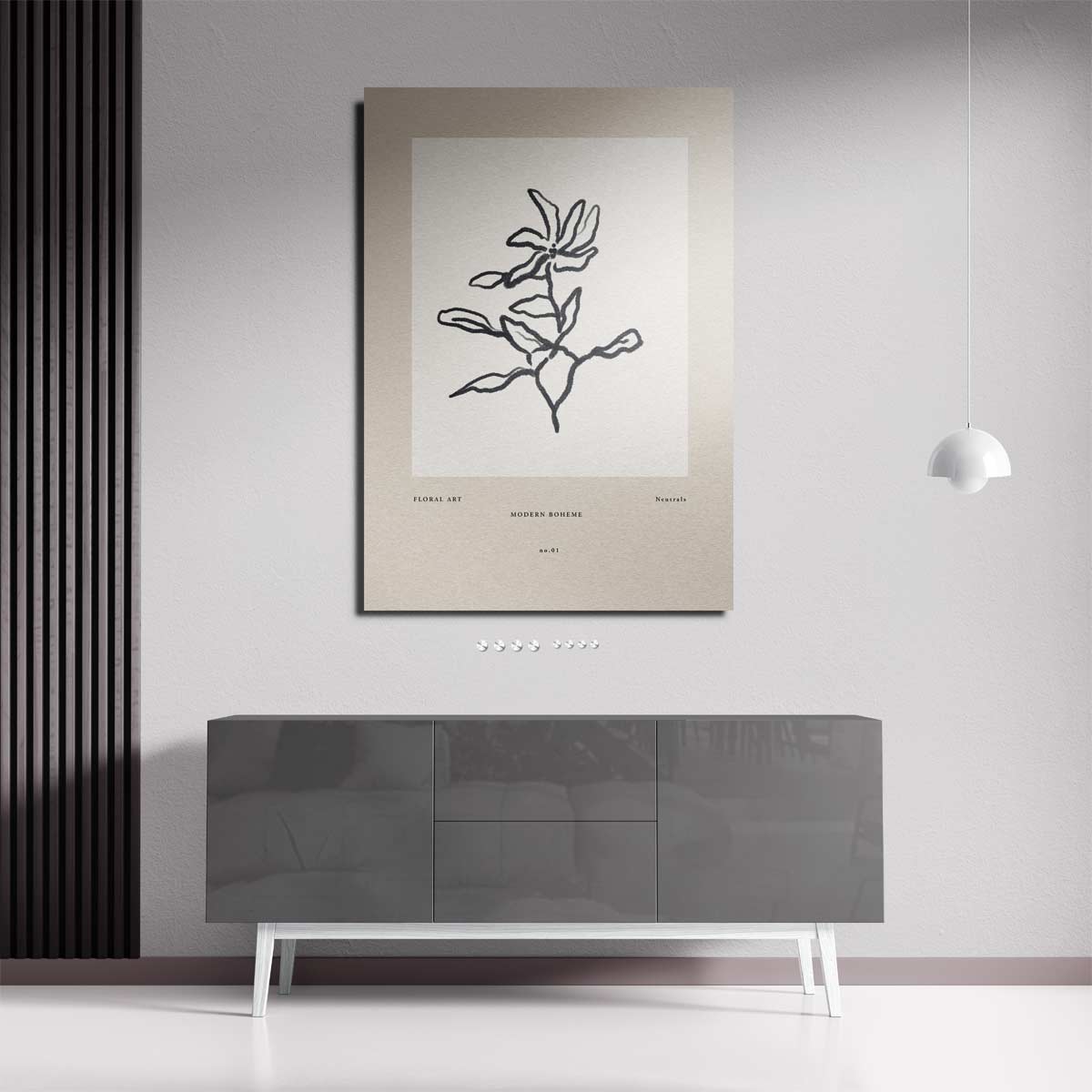 Modern Boheme Bloementekening Kunstwerk-canvas-dibond-plexiglas-wanddecoratie-WallArtistic