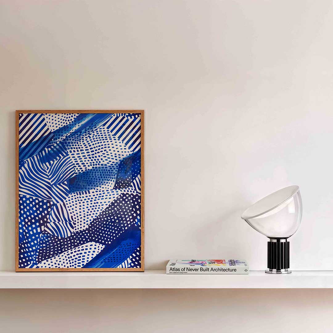 Grafische blauwe patronen Poster