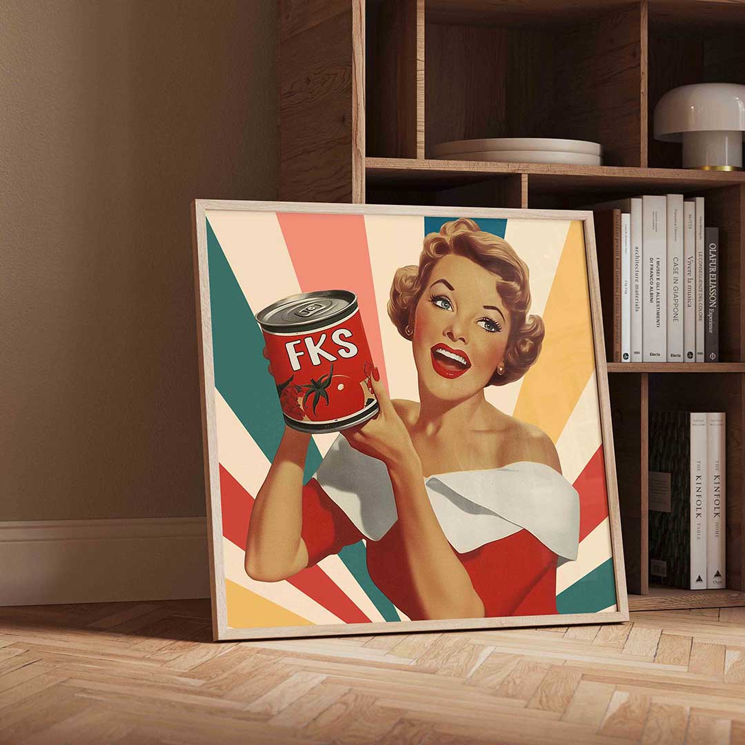 Vrouw met tomatenblik Poster