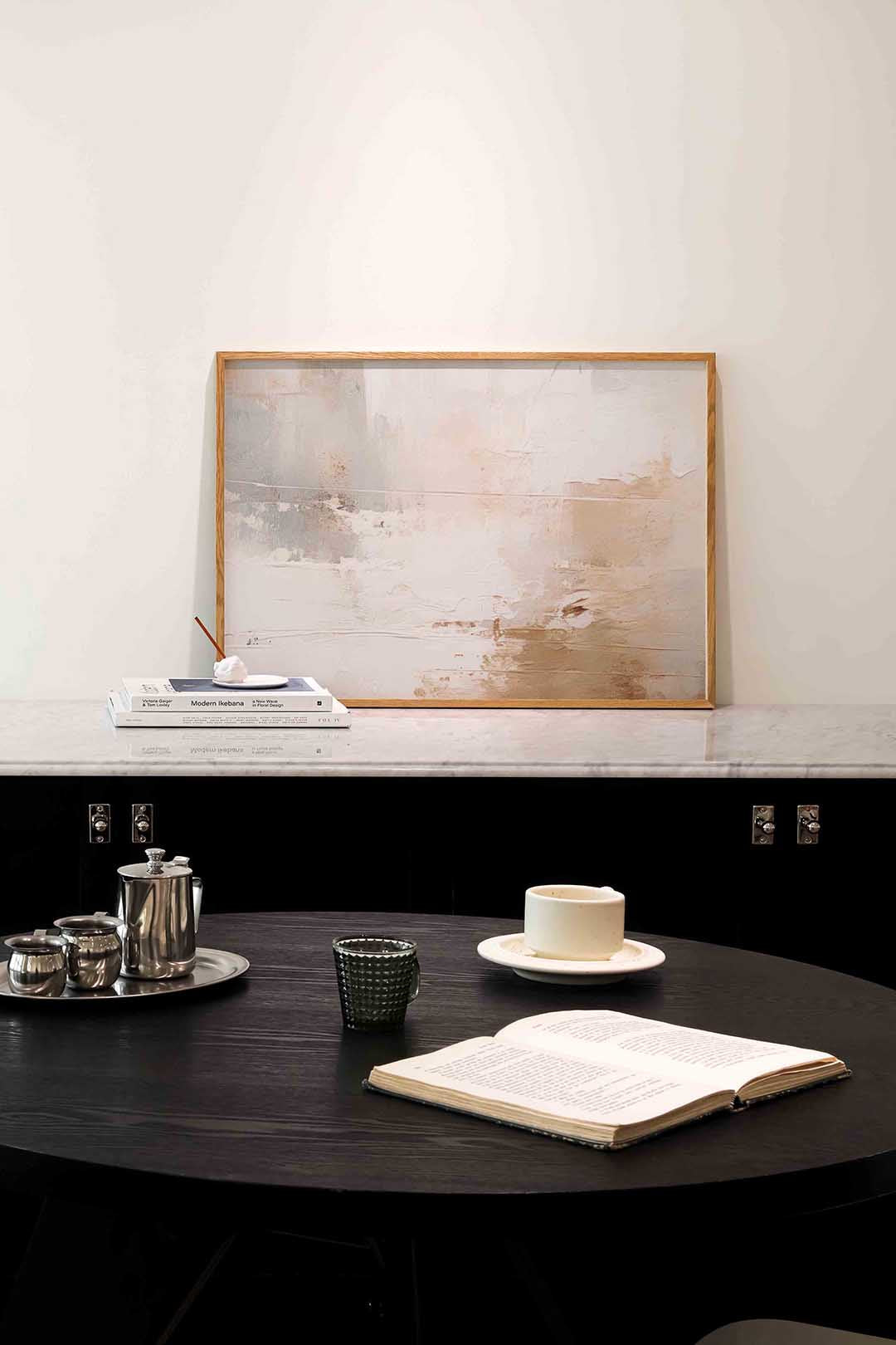 Abstracte beige en witte Poster
