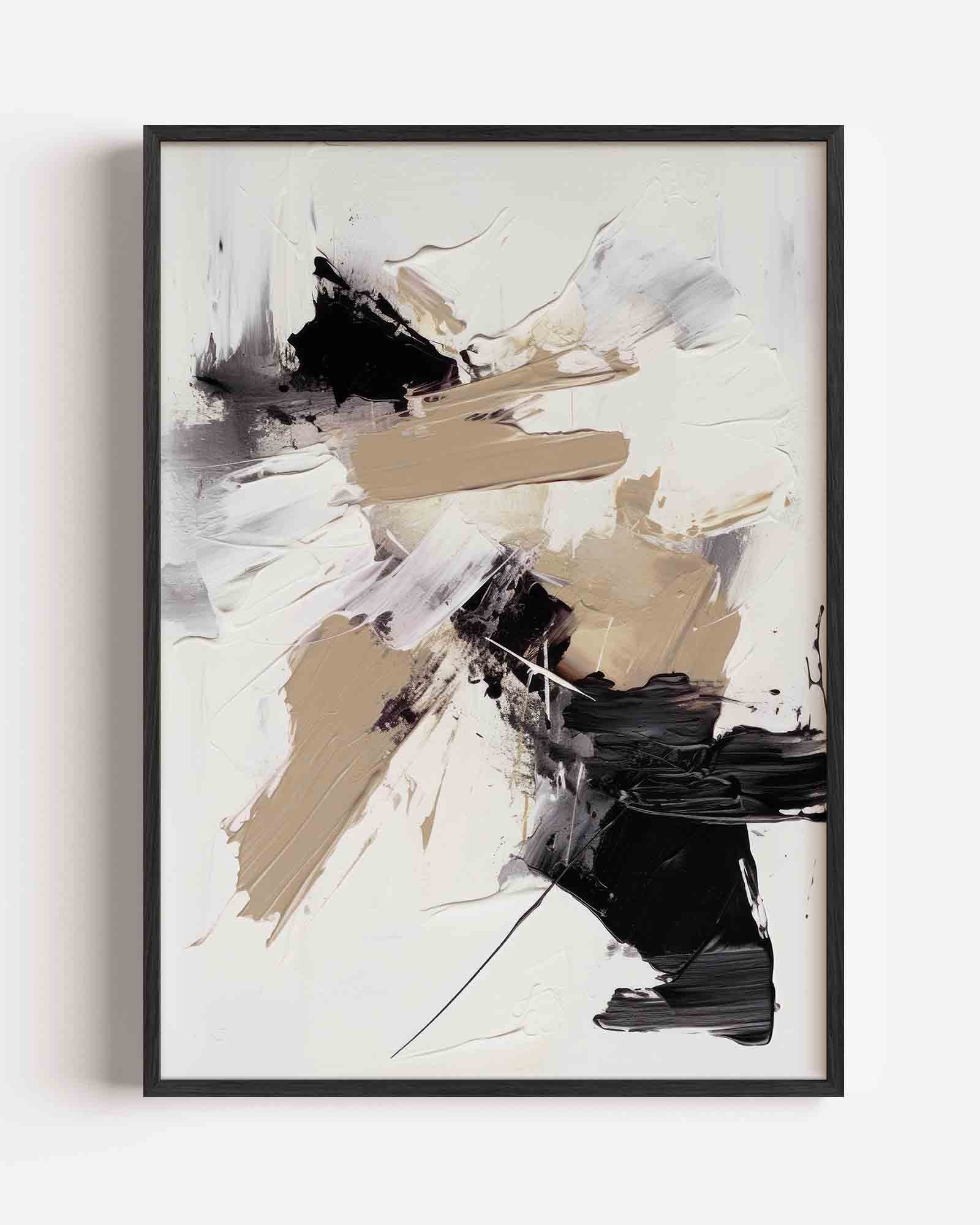 Abstracte beige en zwarte Poster