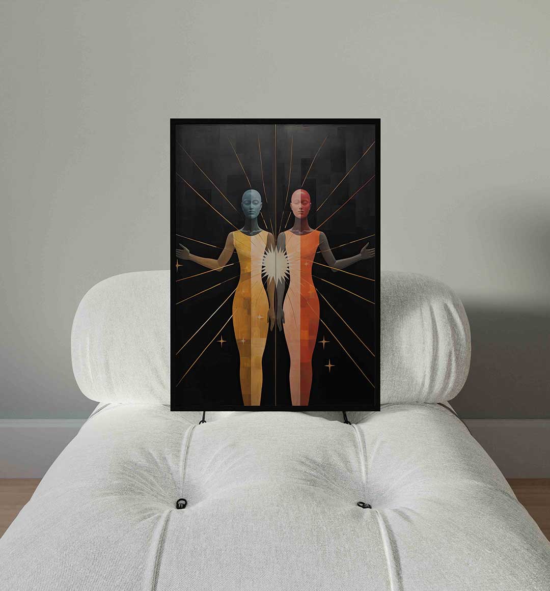 Twee figuren met stralen Poster
