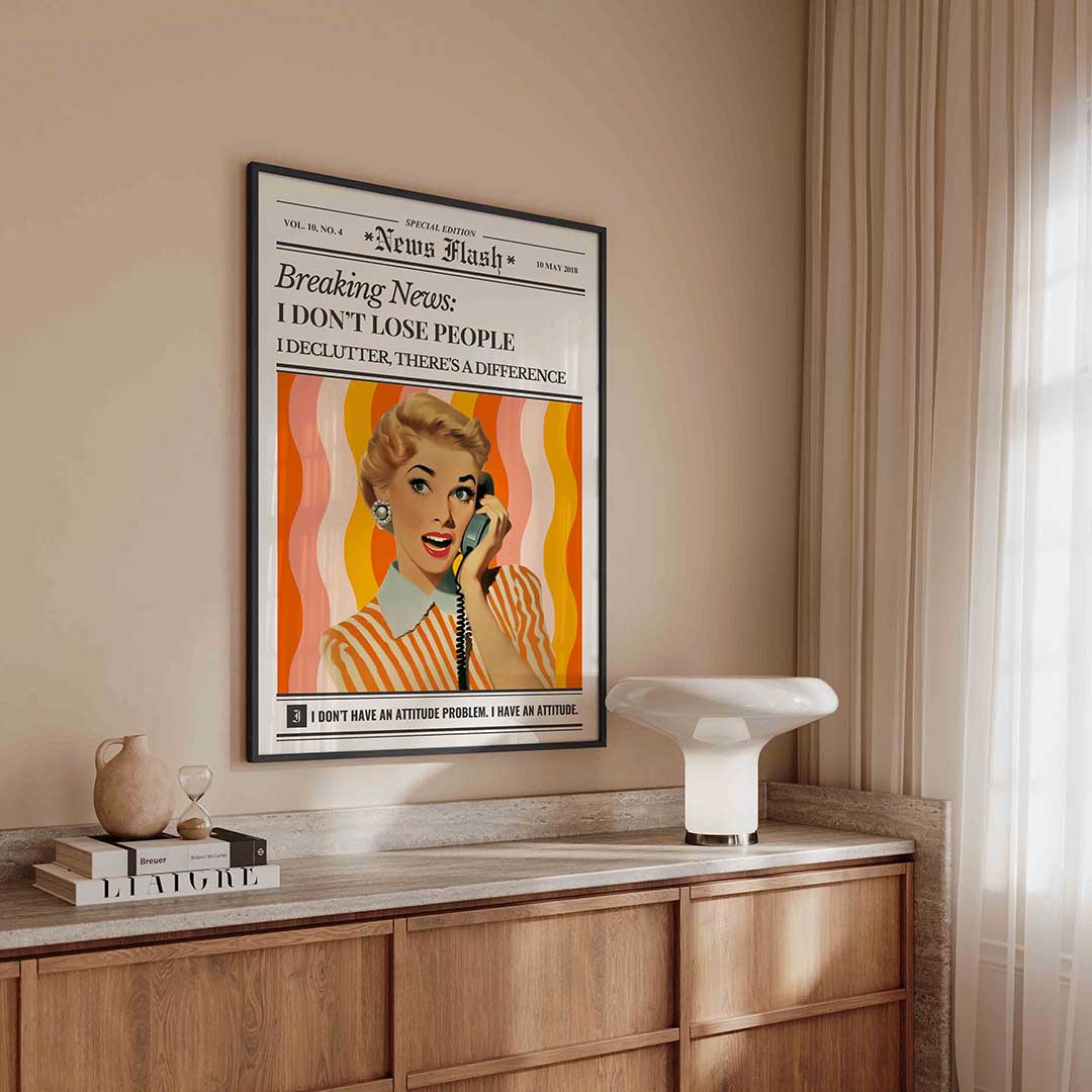 Vrouw met telefoon Poster