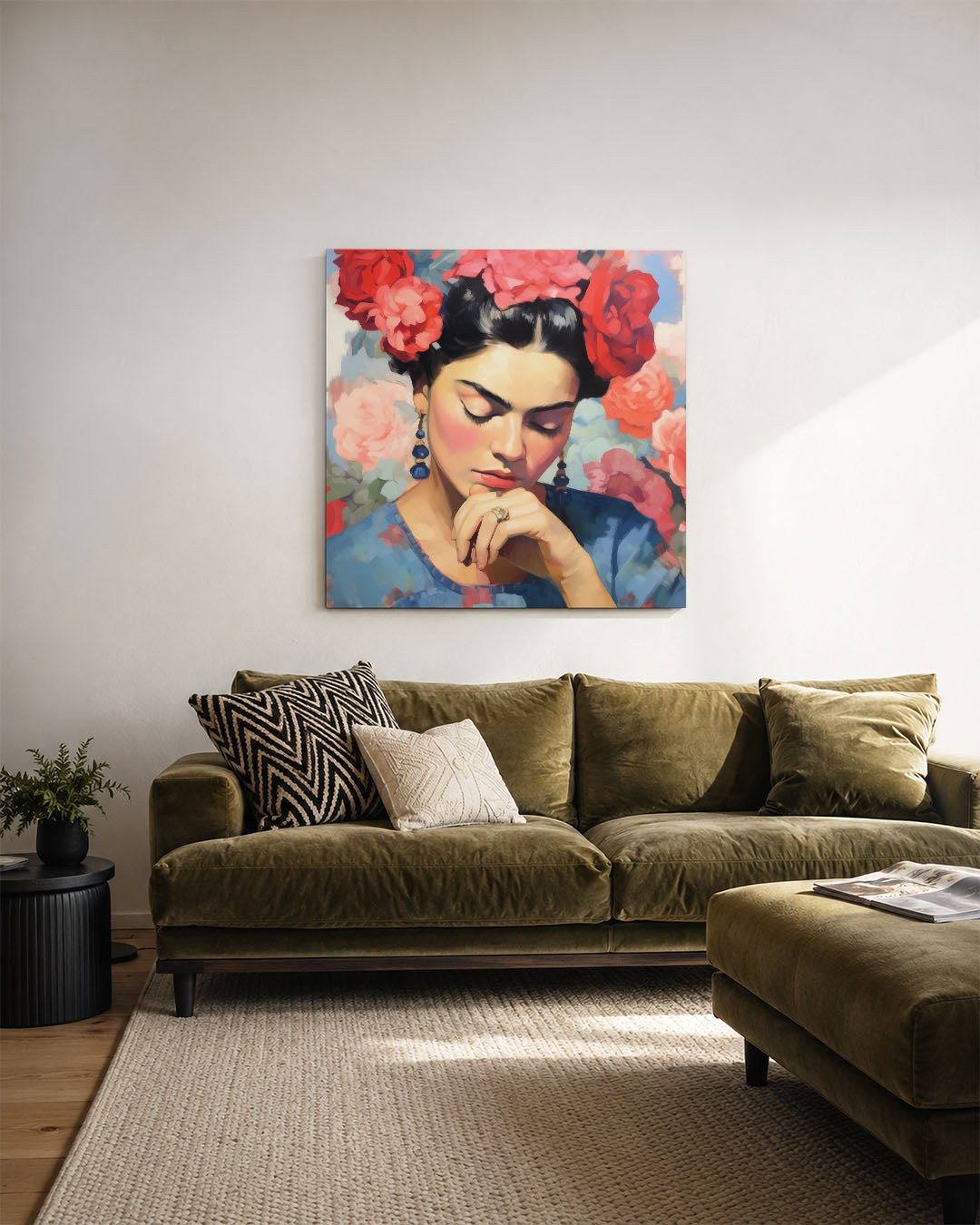 Dromerige bloemenportret Kunstwerk