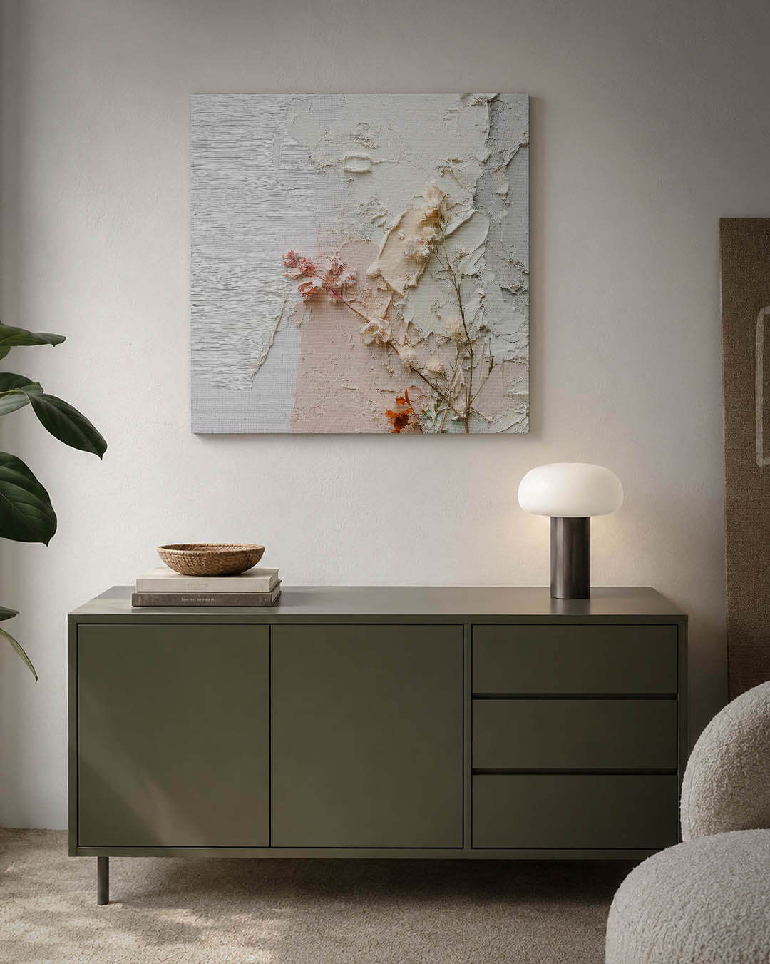 Textuur en bloemen Kunstwerk