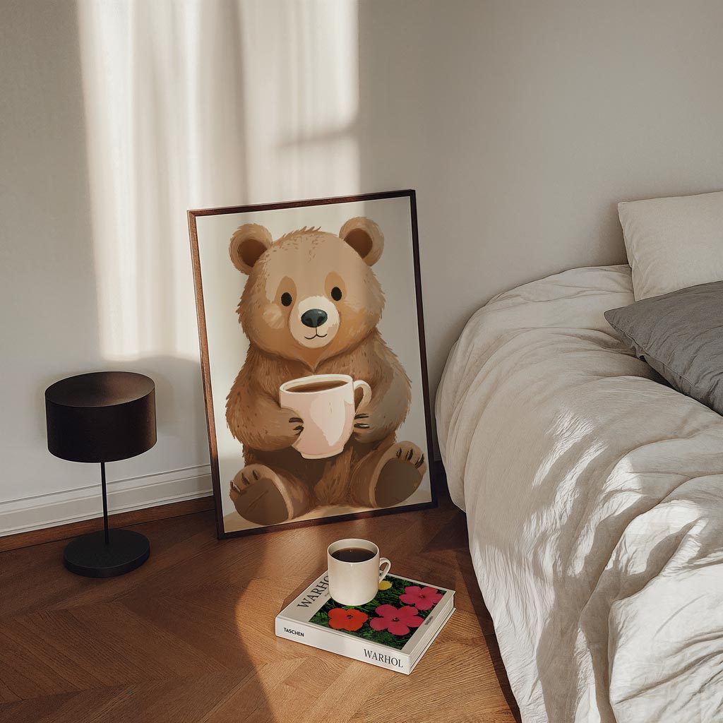 Knuffelige Bereposter Met Mok Poster-WallArtistic