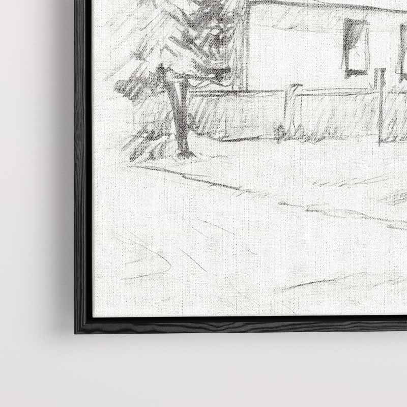 Dorpskerk en Bomen Kunstwerk-canvas-dibond-plexiglas-wanddecoratie-WallArtistic