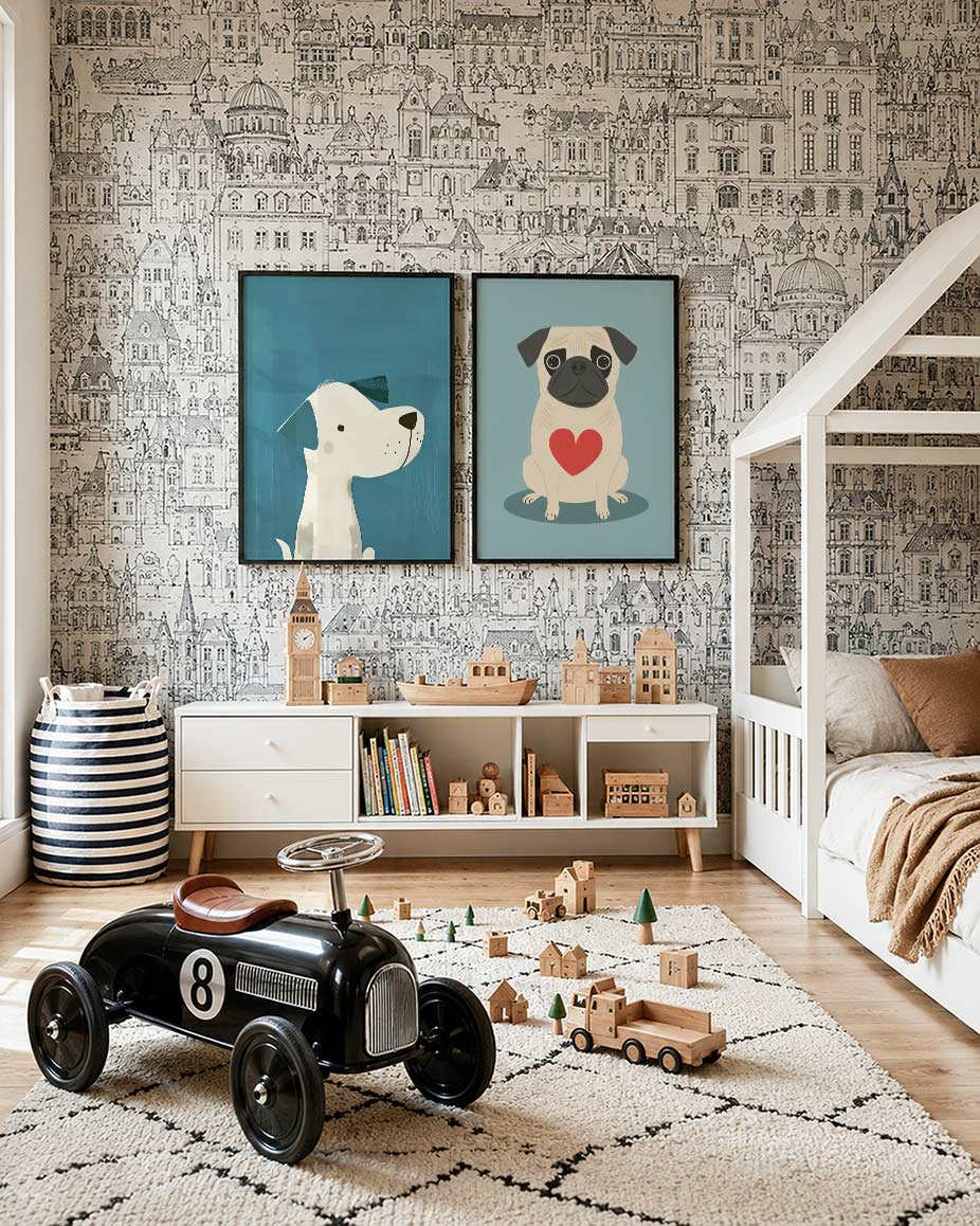 Hond en blauw Posterset