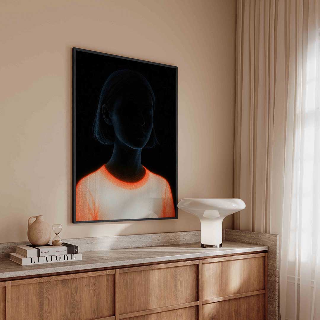 Portret met lichtgevende elementen Poster