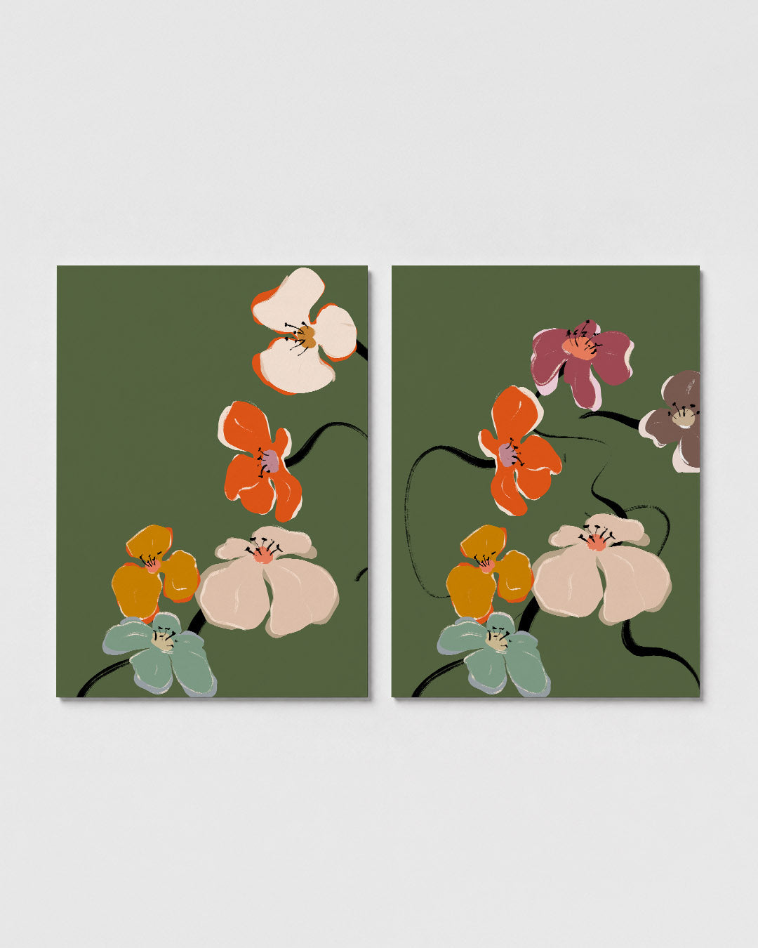 Bloemrijke lijnen Posterset