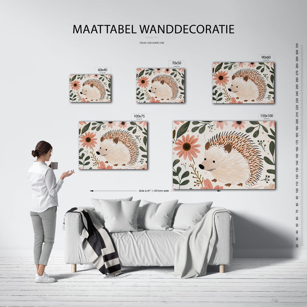 Egel en bloemen Kunstwerk