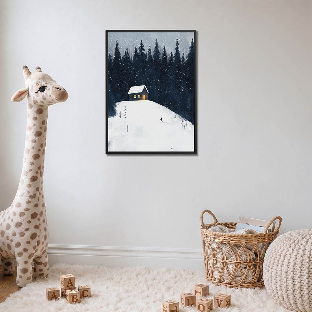 Winterlandschap met huis Kunstwerk