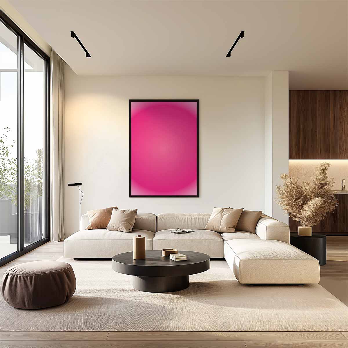Roze Droom Cirkel Kunstwerk-canvas-dibond-plexiglas-wanddecoratie-WallArtistic