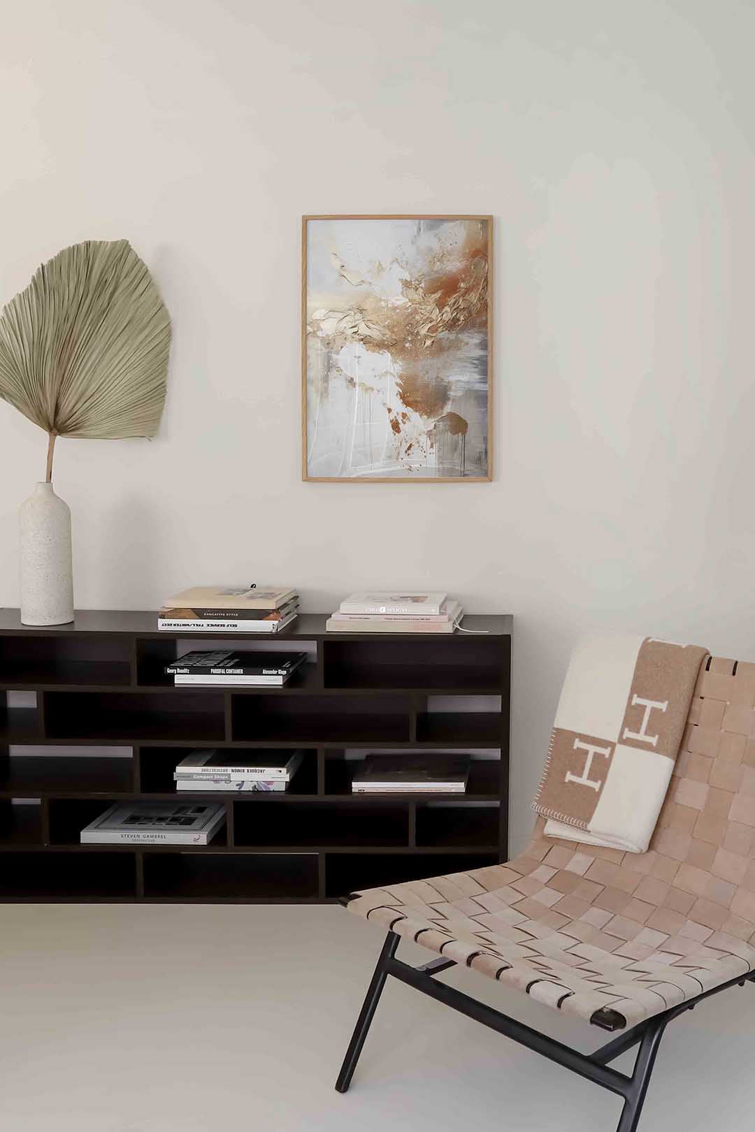 Abstracte beige en witte Poster