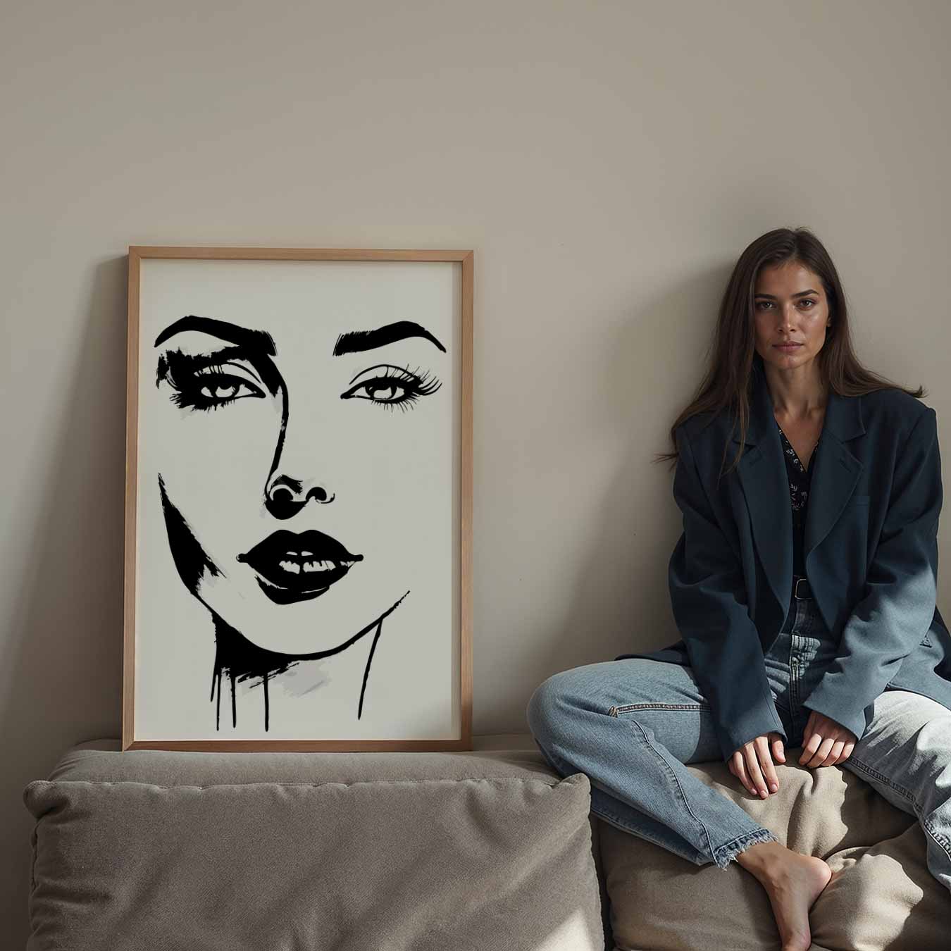 Stijlvolle Gezichtsillustratie Poster-WallArtistic