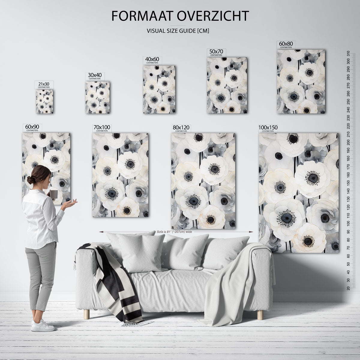 Witte bloemen Poster