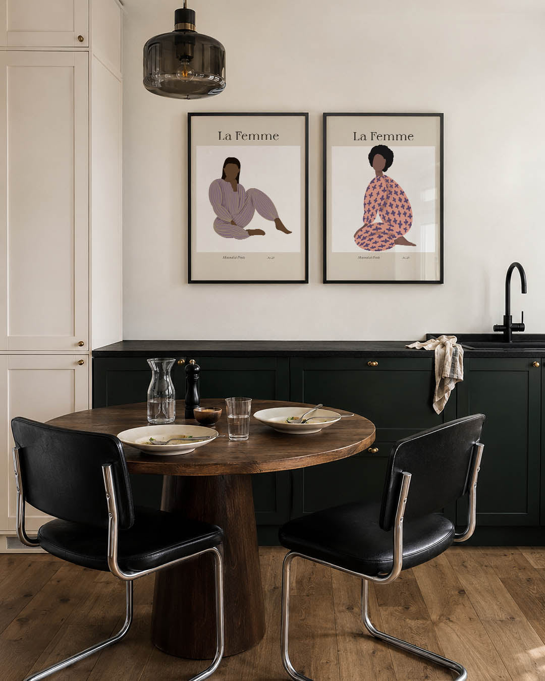Gestreepte vrouwenzitting Posterset