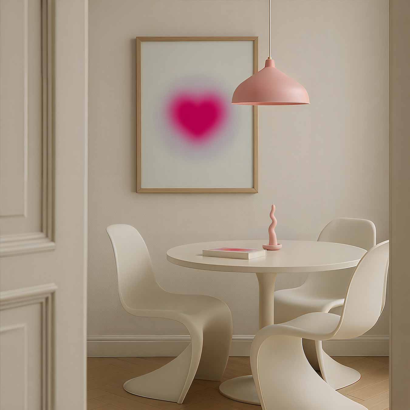 Zachtroze Hart Poster-WallArtistic