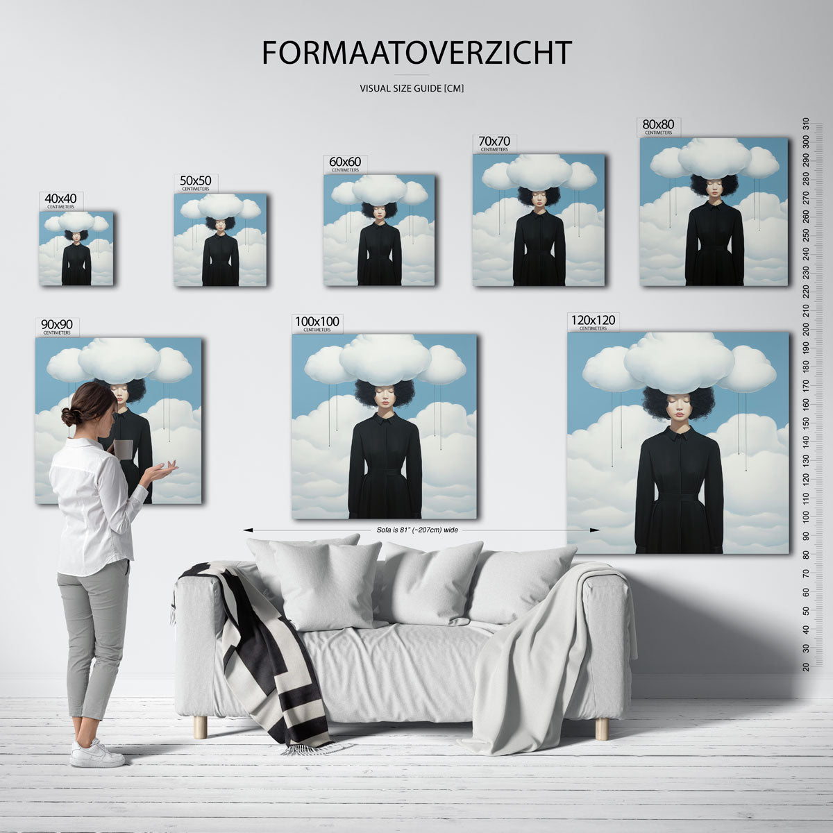 Vrouw met wolken Poster