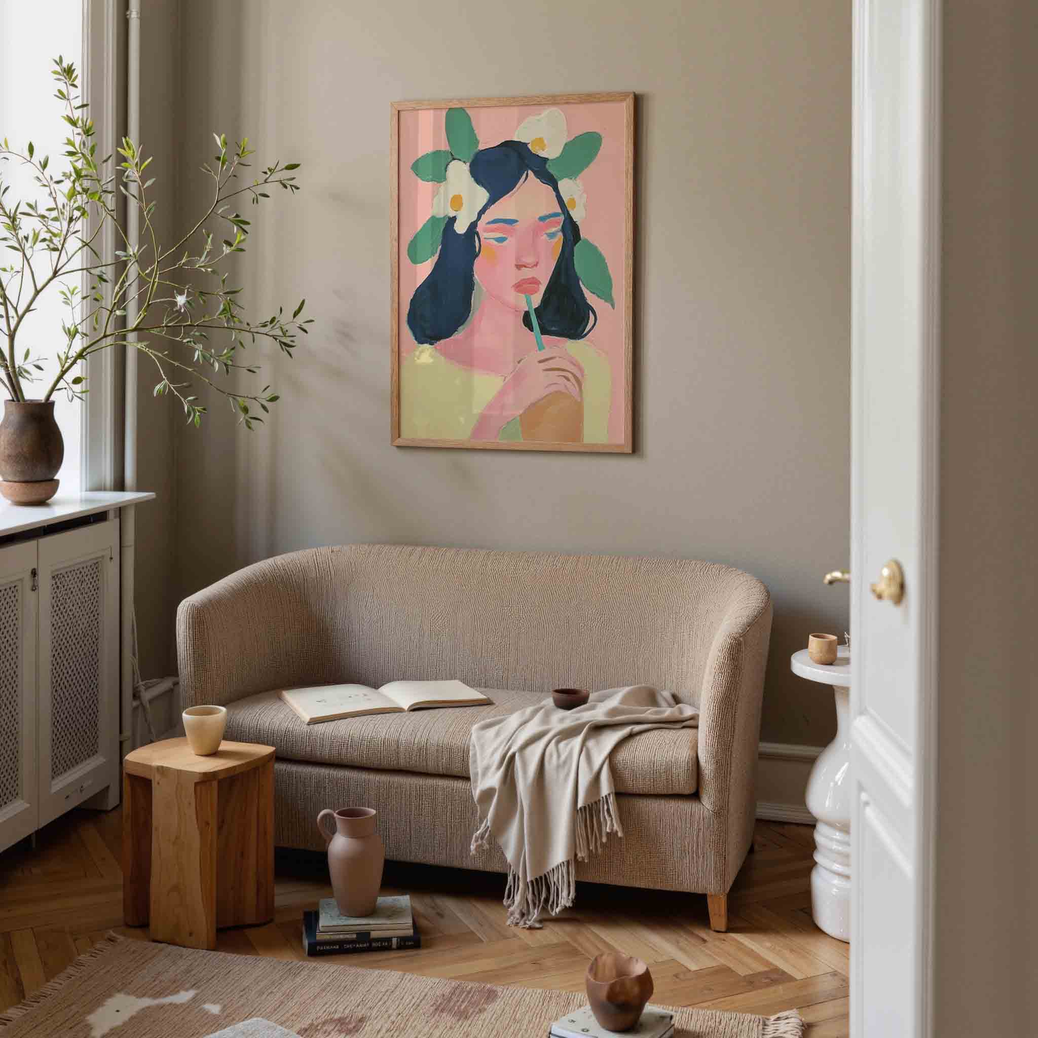 Vrouw met bloemen Poster