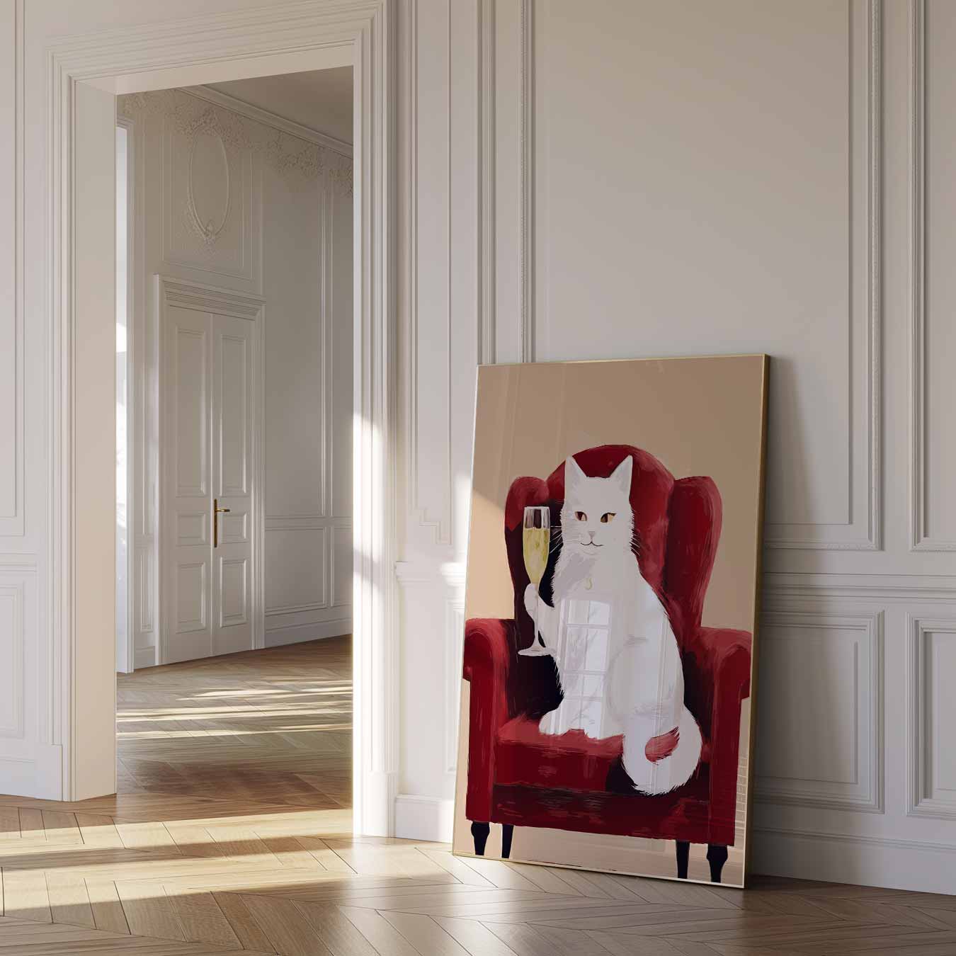 Stijlvolle Kat Met Champagnetoast Poster-WallArtistic