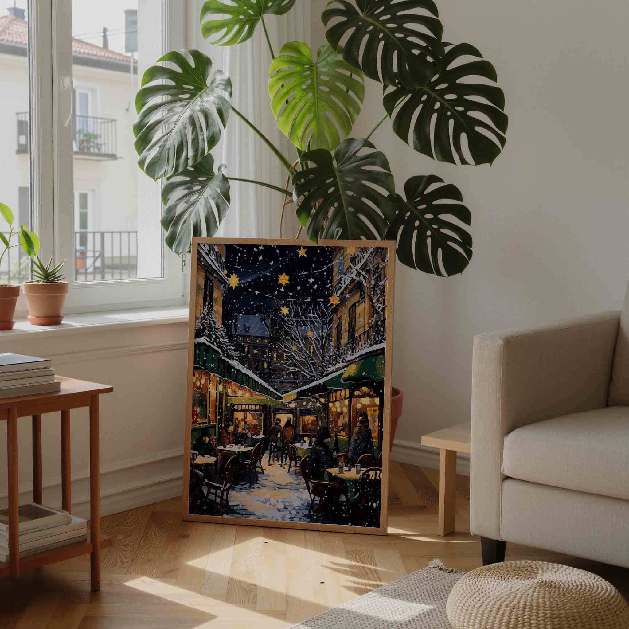 Winteravond terras Poster