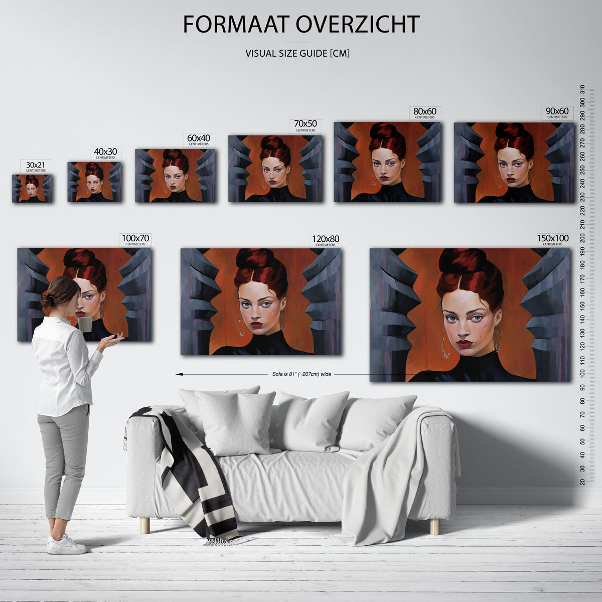 Portret met rode achtergrond Poster