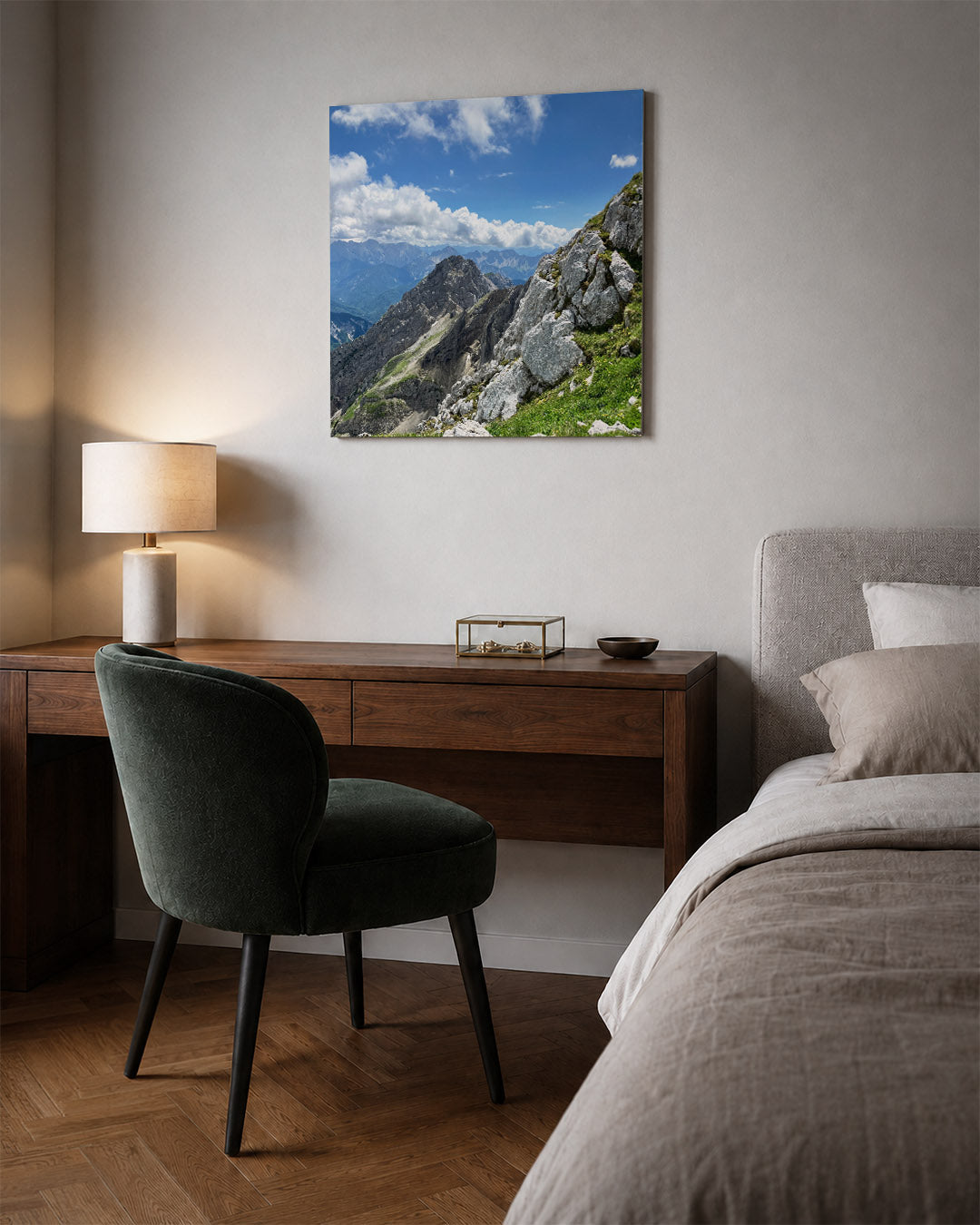 Berglandschap met wolken Kunstwerk